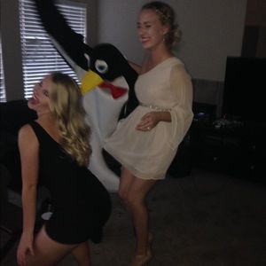 One shoulder sheer nude mini dress!!